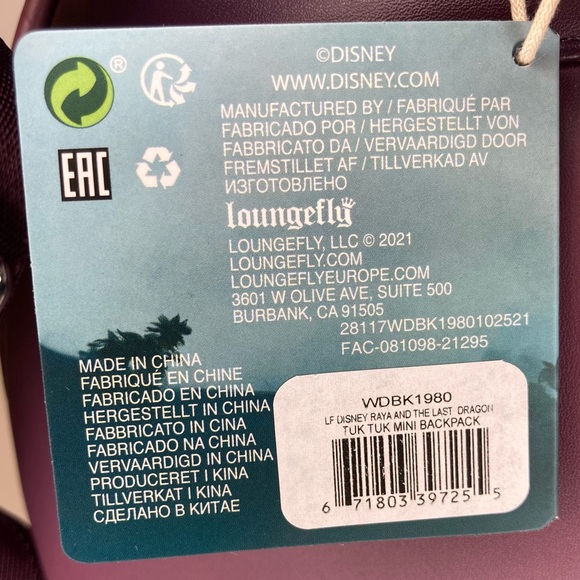 Loungefly Disney Raya and the Last Dragon Tuk Tuk Mini Backpack - Picture 13 of 15